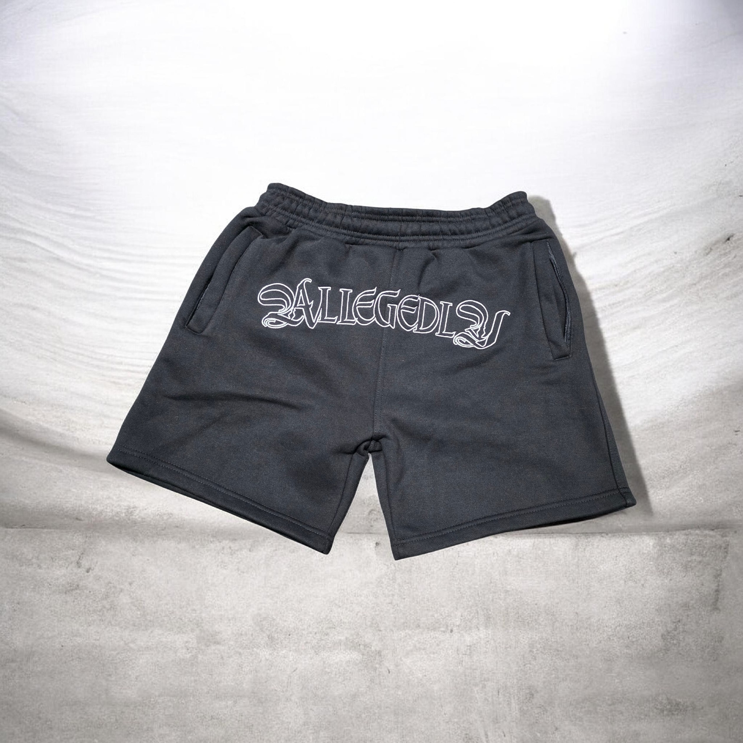 ALLEGEDLY Black with White Outline Logo