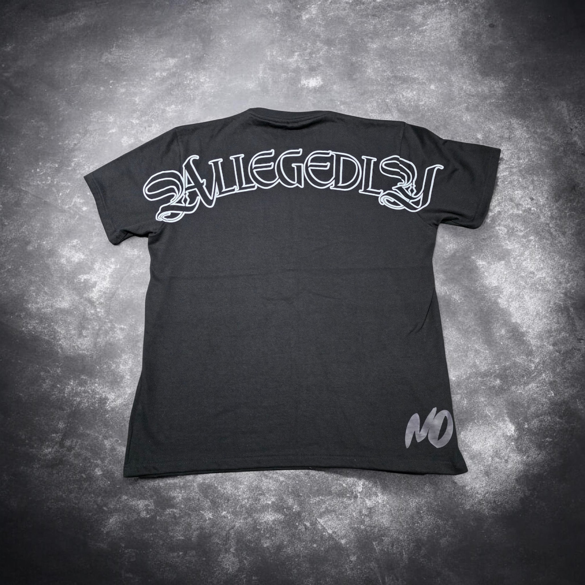ALLEGEDLY Black with White Outline Logo
