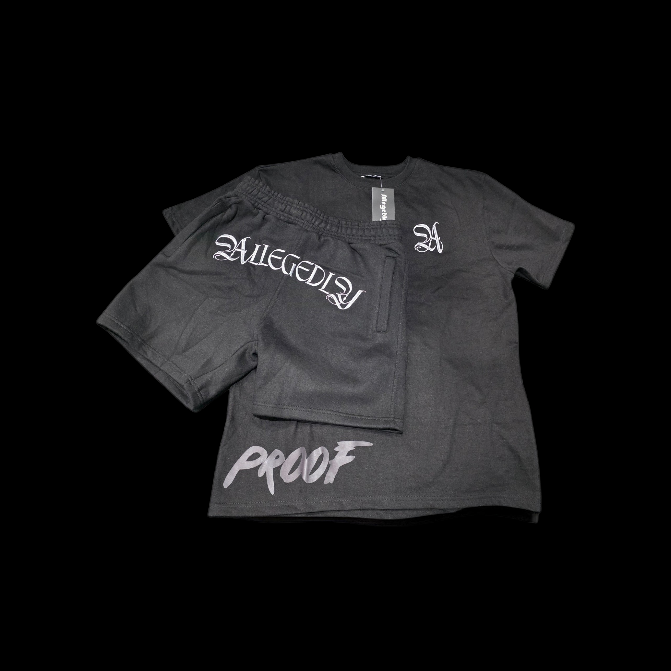 ALLEGEDLY Set - Shirt and Shorts White logo style