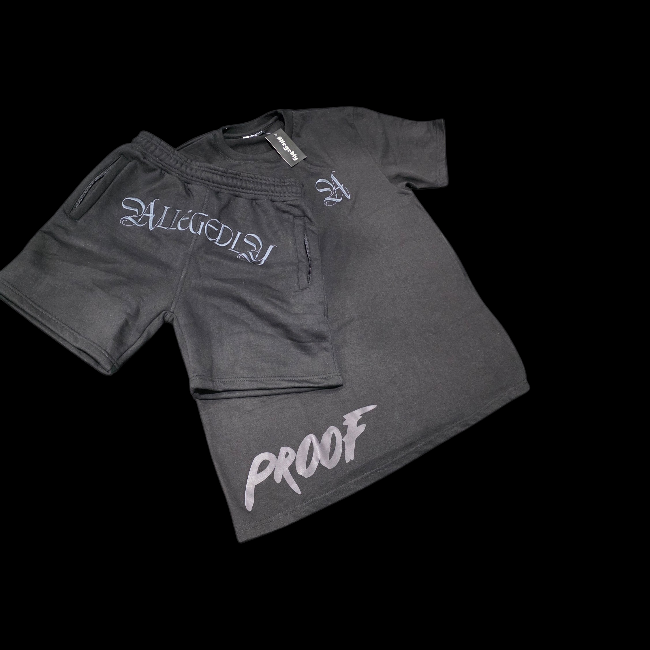 ALLEGEDLY Set - Shirt and Shorts Grey logo style